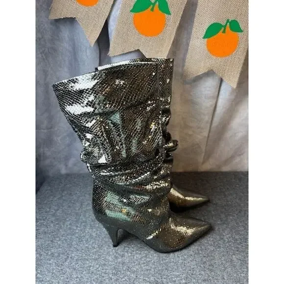 Marc Fisher LTD Women's Kailee Mid-Calf Pewter Silver Boot Size 7M - Picture 5 of 10